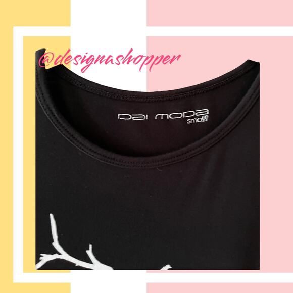 Dai Moda Hope T-shirt Mini Dress Black with White Tree of Hope - Size Small - Picture 4 of 8